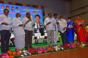 Swearing by Tanneeru Nageswara rao as Chairman of Krishna District Cooperative Centrak Bank @ Tummalapalli Kala kshethram